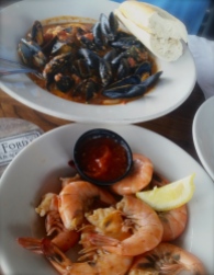 Peel-n-eat shrimp plus steamed mussels